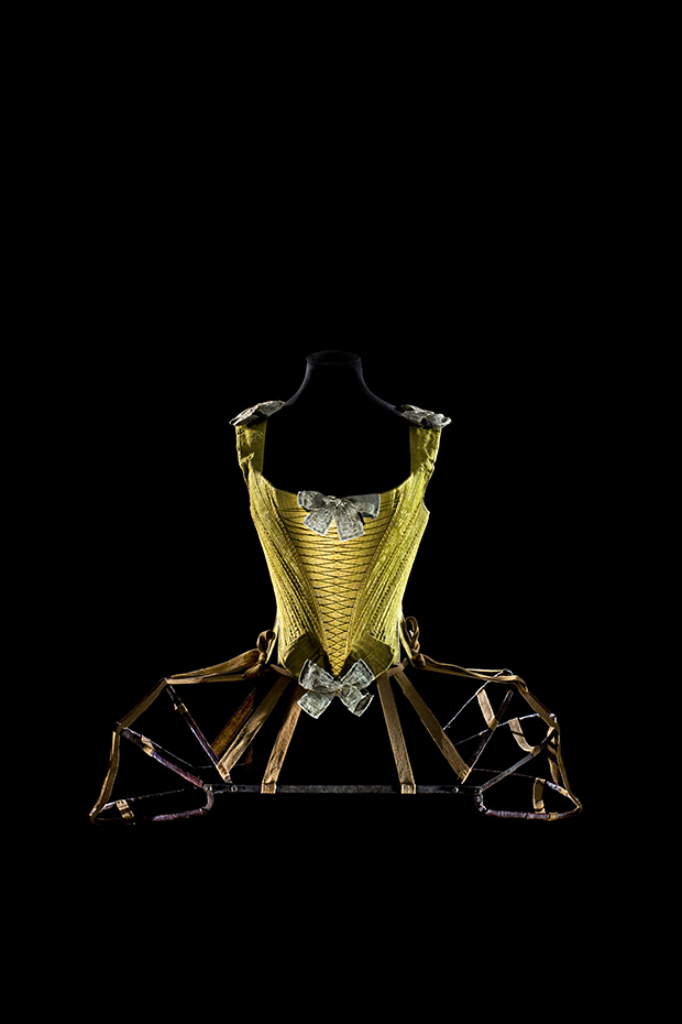 Corset with articulated pannier. France, ca. 1770. Iron covered with leather, fabric tape. Les Arts Décoratifs, depot du musée national du Moyen Âge Thermes et hotel de Cluny 2005. Photography by Patricia Canino