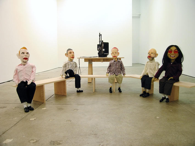Philippe Parreno and Rirkrit Tiravanija, Untitled (2005) - a set of puppets in the likeness of artists and artist-curators Liam Gillick, Pierre Huyghe, Hans-Ulrich Obrist, Philippe Parreno and Rirkrit Tiravanija.