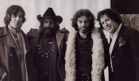 Film makers Donald Cammell, Dennis Hopper, Alejandro Jodorowsky and Kenneth Anger in London, 1971