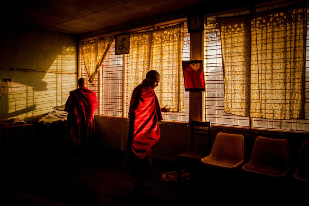 Monks at their home before morning alms in Myitkyina, Myanmar by Diana Markosian. Image courtesy of Magnum Photos