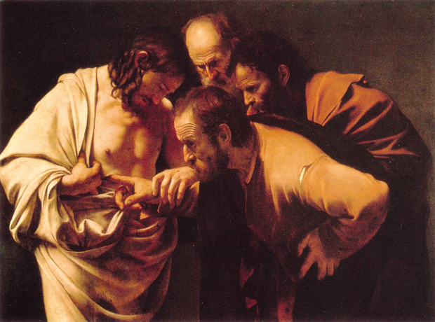 Caravaggio, Doubting Thomas (1599), Oil on canvas, 107 x 146 cm