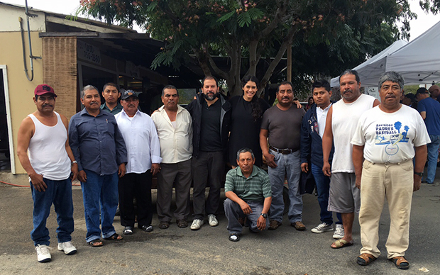 Enrique with the staff at Chino Farms, California, October 2015