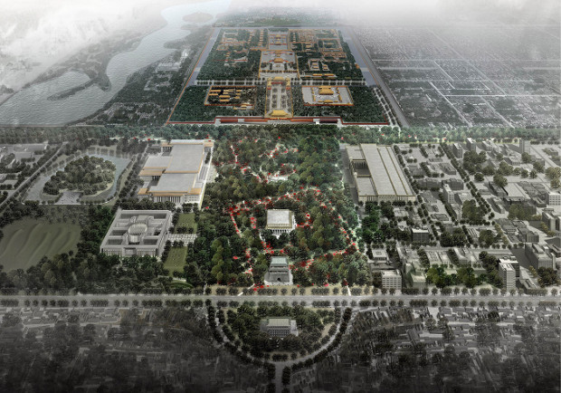 Tiananmen Square rendering from MAD Architects' Beijing 2050 proposal.