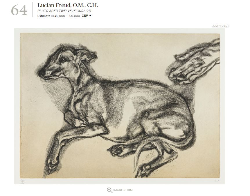 Pluto Aged 12 (2000) by Lucian Freud, as featured on Sotheby's website