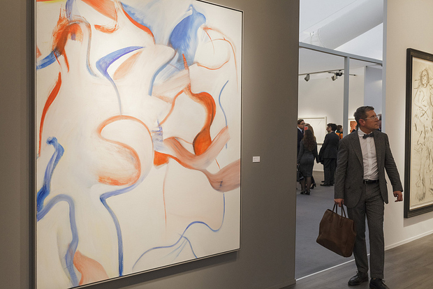 Mnuchin Gallery's stand (B6) at Frieze Masters, featuring a late Willem de Kooning painting