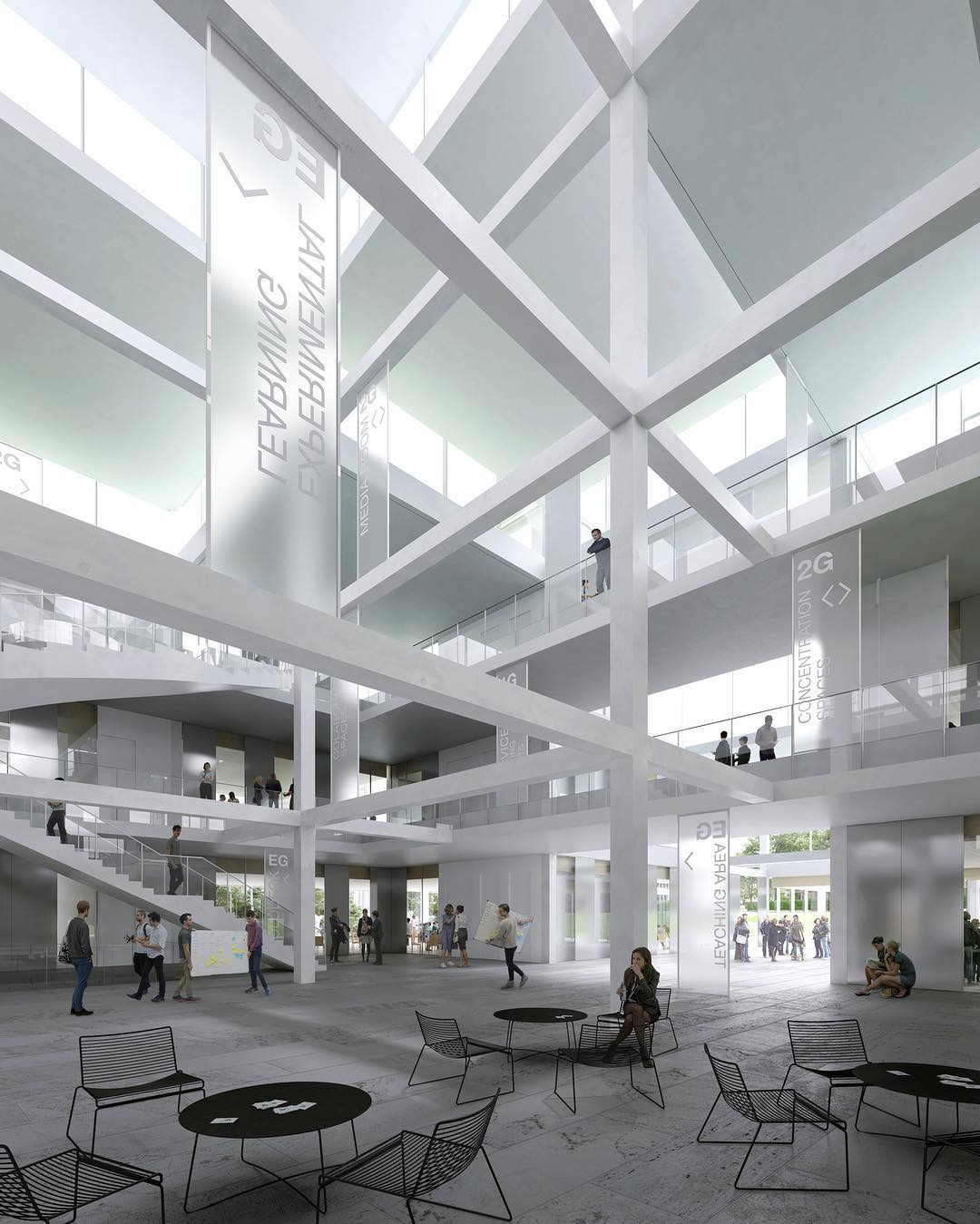 A rendering for Sou Fujimoto's HSG Learning Center in St. Gallen university, Switzerland.