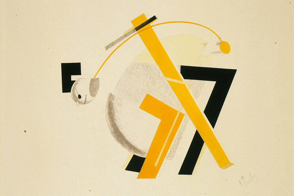 El Lissitzky, Old Man, His Head Two Paces Behind from The Three-Dimensional Design of the Electro-Mechanical Show 'Victory over the Sun', 1923, lithograph on paper. Van Abbemuseum, Eindhoven.