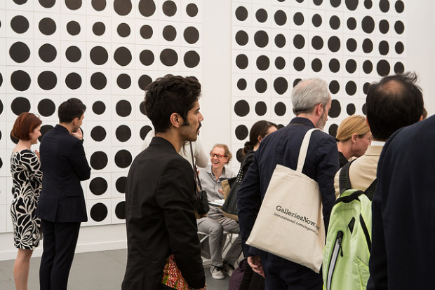 Installation view of Jonathan Horowitz's 700 Dots at the Gavin Brown booth, Frieze New York, 2015. Image courtesy of Frieze