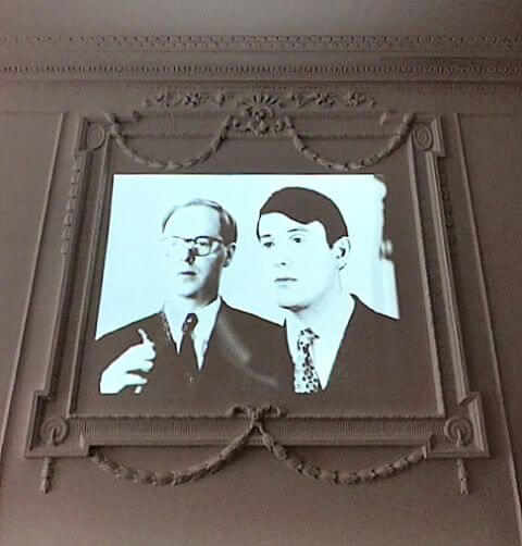 Gilbert & George's A Portrait of the Artist as a Young Man (1970) projected on to the wall of Galarie Thaddaeus Ropac's new London space.  Galerie Thaddaeus Ropacs Instagram
