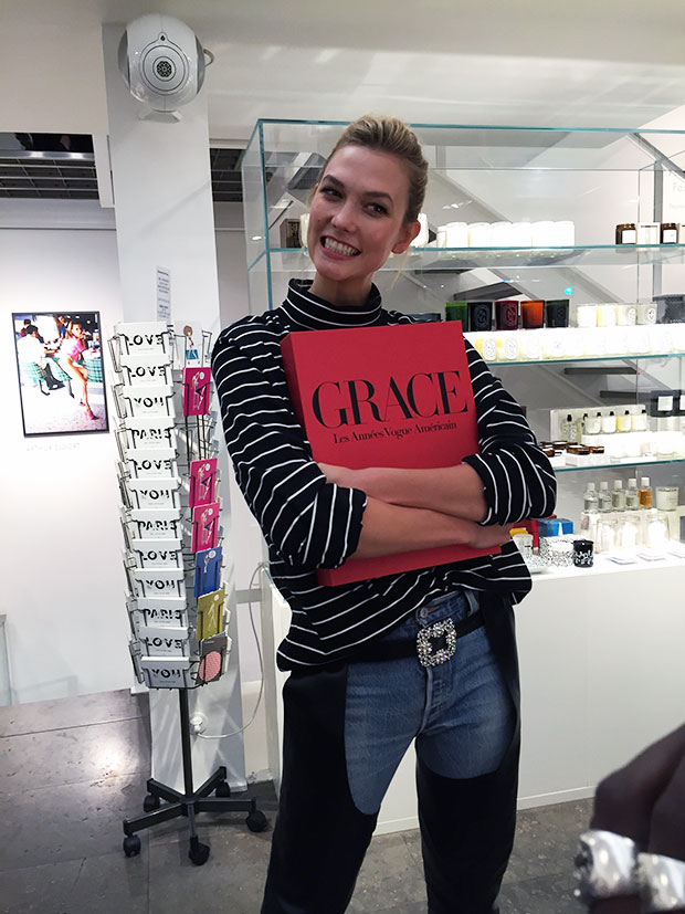 Karlie Kloss with her new Grace book at Colette, Paris, 2016