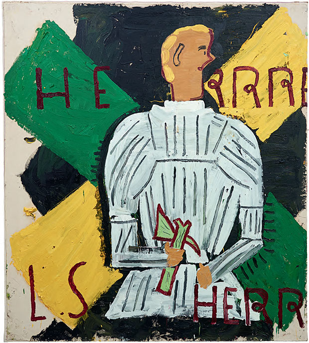 Rose Wylie - Herr Rehlinger In White Armour, 2014 - courtesy the artist, Union Gallery London and Choi&Lager Galerie, Cologne