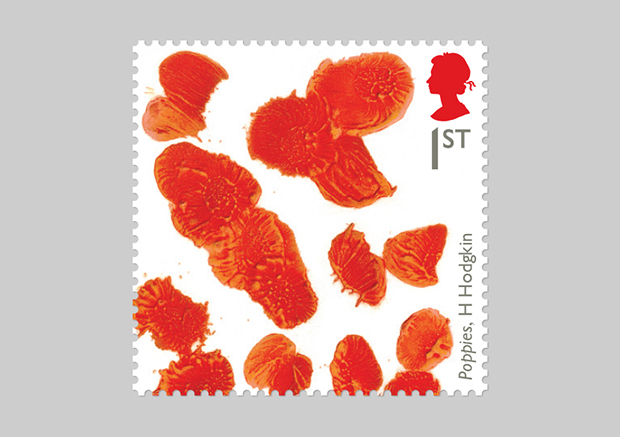 Howard Hodgkin's poppies stamp for The Royal Mail 2015