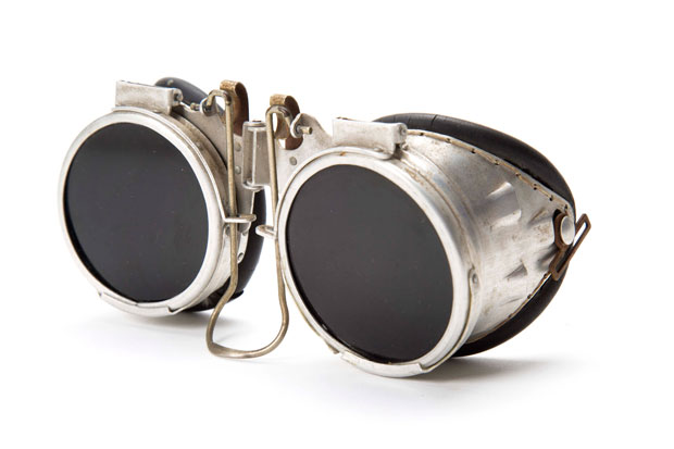 A pair of safety aluminium and rubber safety goggles from the 1960s used for welding Image courtesy of Design Museum Holon