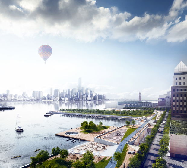Ideas for rebuilding Hoboken after Hurricane Sandy, by OMA. Image courtesy of RIBA