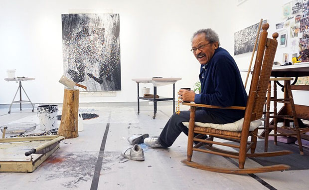 Jack Whitten photographed in his Queens Studio by Katherine McMahon
