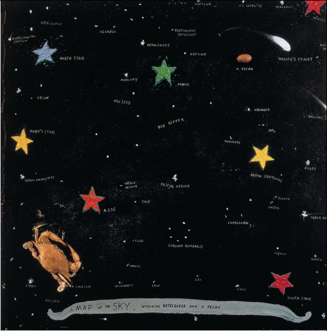 A Map of the Sky including Betelguese and a Pecan (1993) by Jimmie Durham, as reproduced in Universe: Exploring the Astronomical World