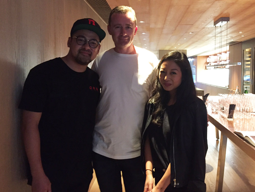 Dan Hunter with chefs Jowett Yu and Peggy Chan