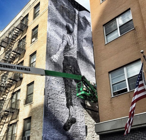 JR's new Manhattan work. Image courtesy of JR's Instagram