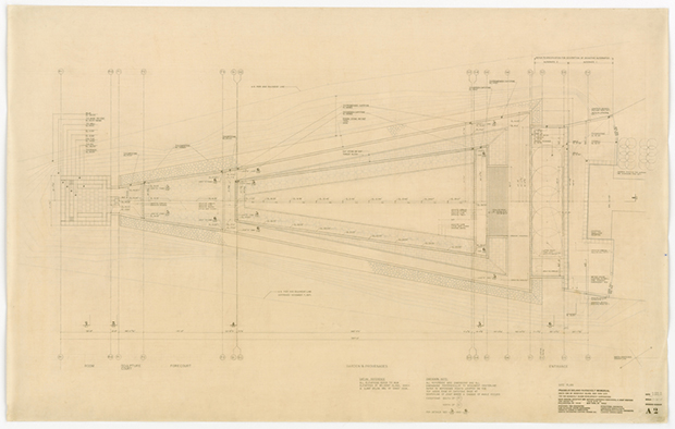 The plans for the Four Freedoms Park - Louis I Kahn 