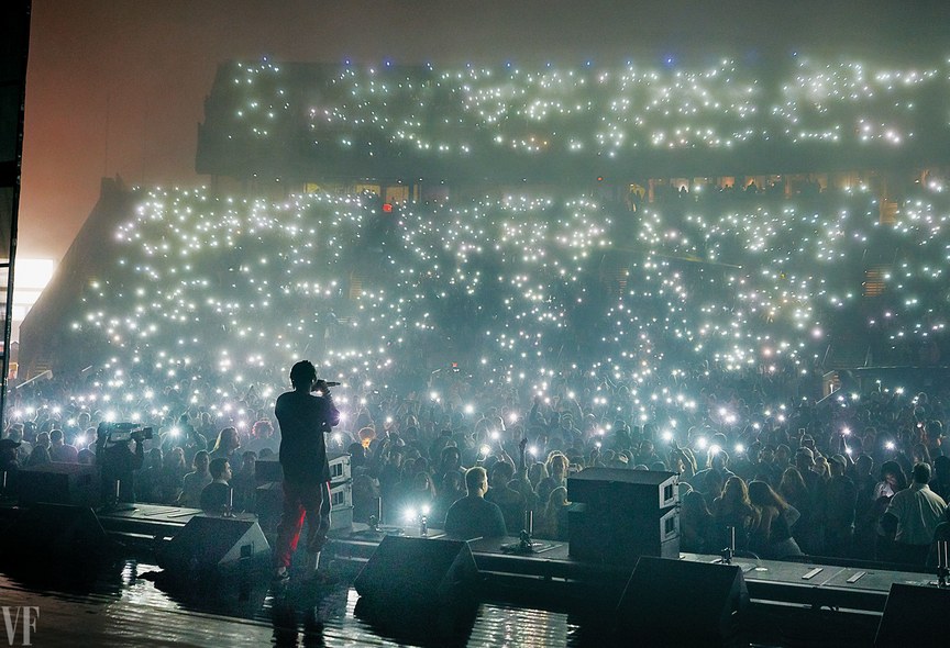 Kendrick Lamar, photographed onstage at Jones Beach Theater, in Wantagh, New York, May 30. Photograph by Annie Leibovitz