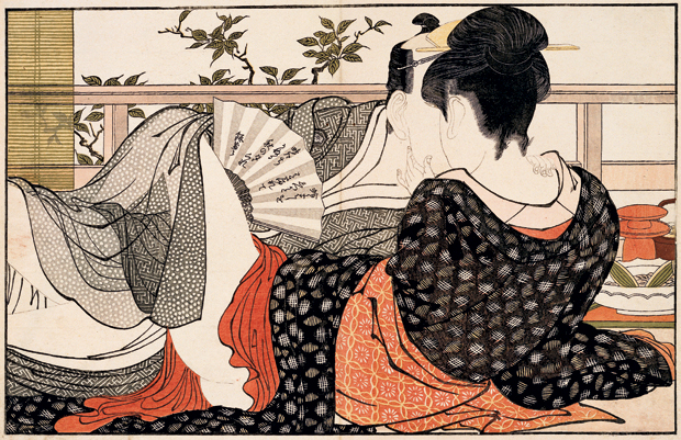 Kitagawa Utamaro, Lovers in the upstairs room of a teahouse, from Poem of the Pillow (1788)