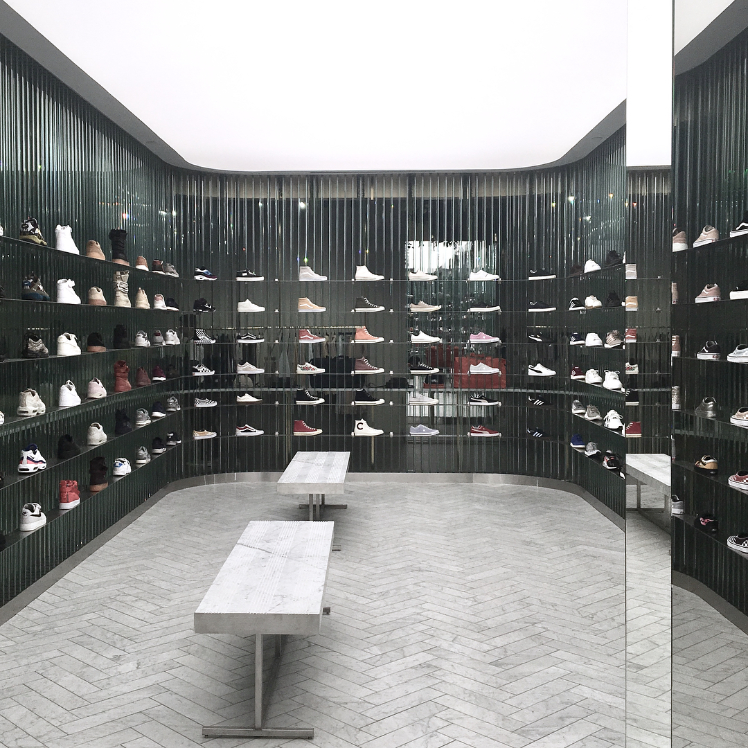 Kith's new elite footwear display in LA, created by Snarkitecture. Image courtesy of Snarkitecture's Instagram