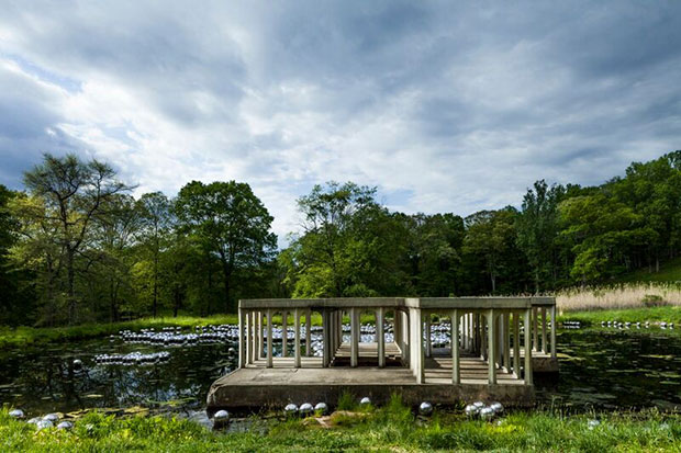 Yayoi Kusama's Narcissus Garden installed at the Glass House. Photograph by Matthew Placek