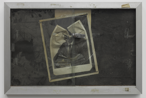 A Maimed King (detail), 2012, photograph, metal, glass, dust, chair, 61 x 91 x 6 cm. From Theaster Gates
