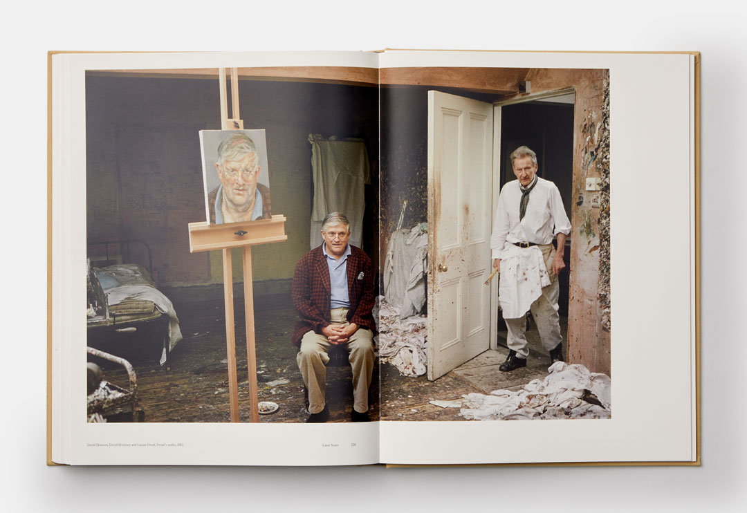 David Hockney in Lucian Freud's studio 2002 - A spread from Lucian Freud: A Life