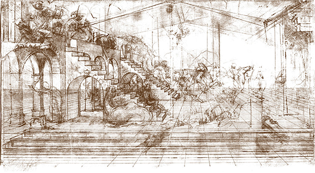 Preparatory drawing for Adoration of the Magi (c 1481)