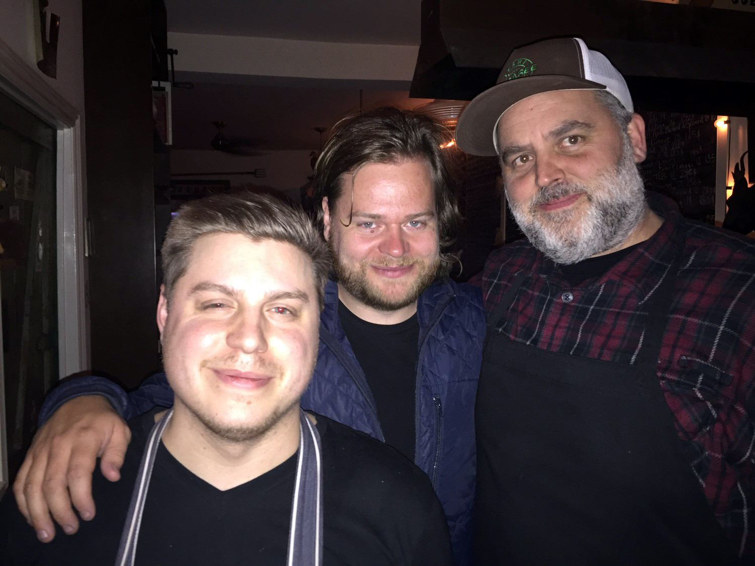 Magnus with local restaurant Joe Beef's chef Marc-Olivier Frappier and owner David McMillan