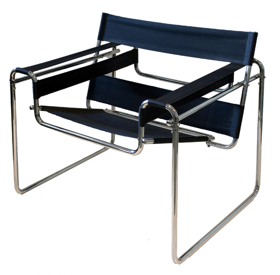 Wassily (b3) Chair (1926) by Marcel Breuer. This earlier design used bent metal tubing