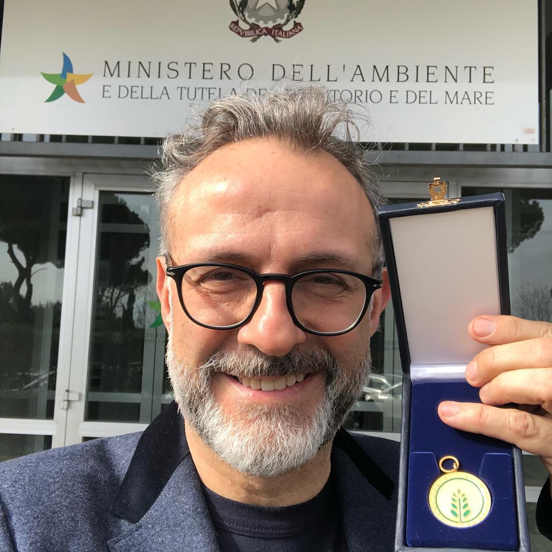 Massimo Bottura with gold medal. Image courtesy of Massimo's Instagram