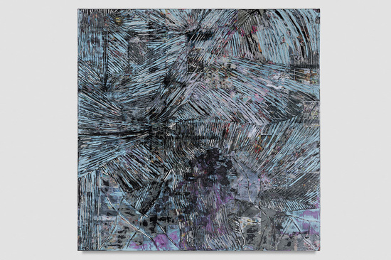 Moody Blues for Jack Whitten (2018) by Mark Bradford. Image courtesy of Hauser & Wirth