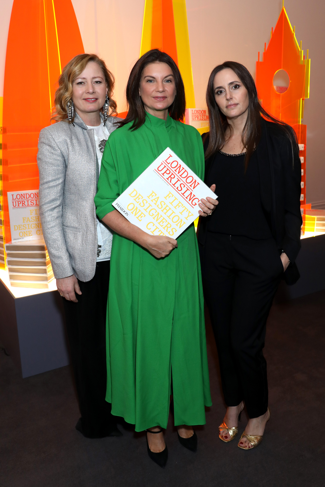 Sarah Mower MBE Natalie Massenet MBE and Tania Fares at Sotheby's last night