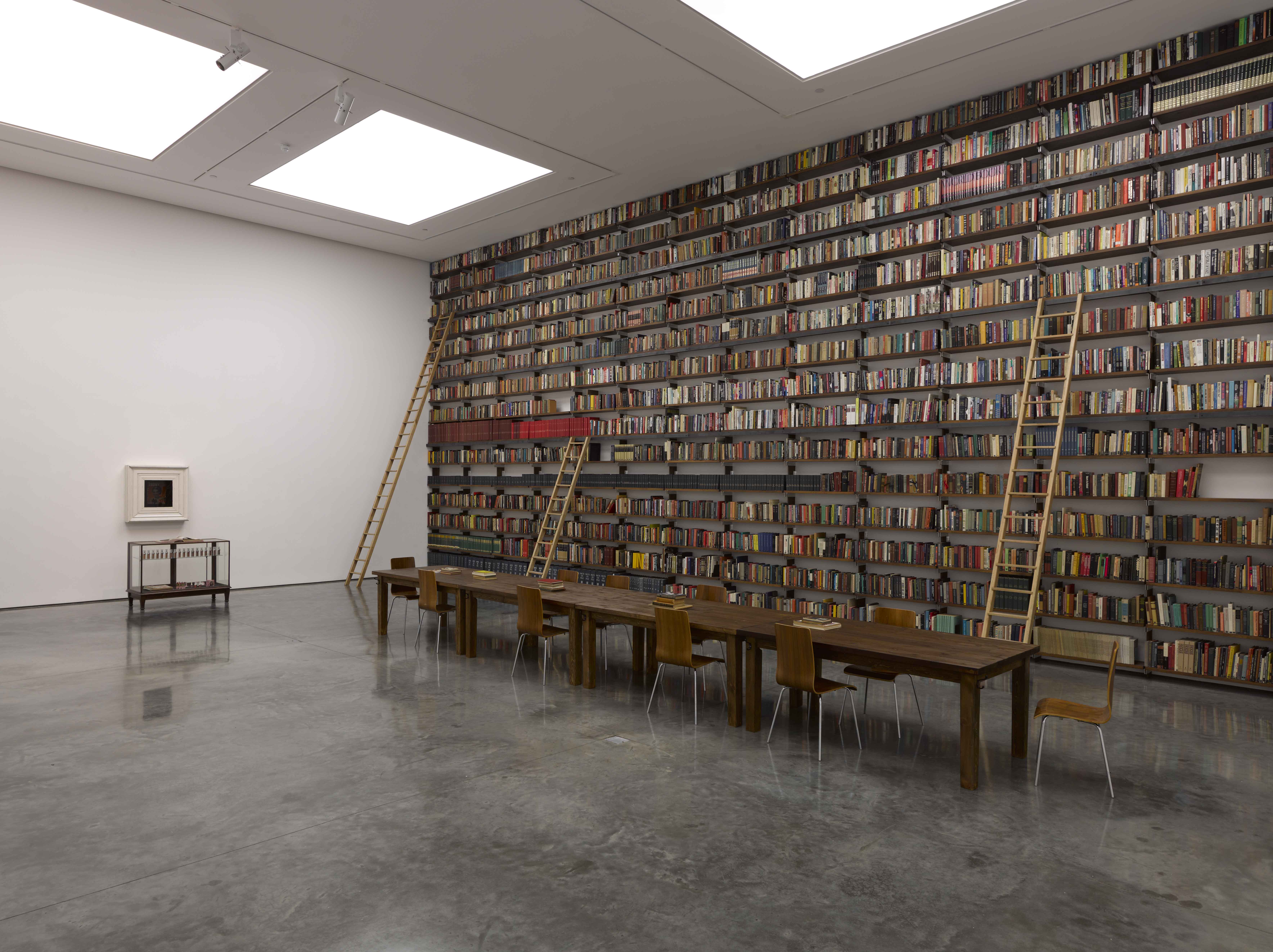 A portion of the Johnson Editorial Library, as displayed in Gates' 2011 White Cube exhibition, Labour is my Protest