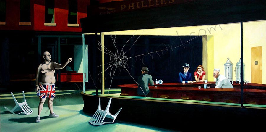 Banksy's interpretation of Nighthawks