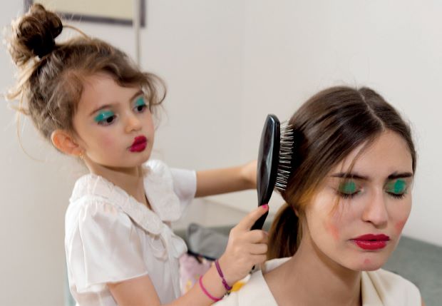 Model Bianca Balti and her daughter Matilde photographed by Martin Parr for GREY VIII, 2013