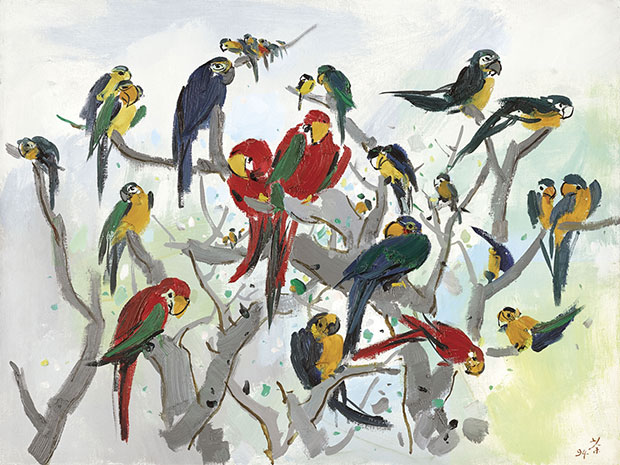 Parrots (Heaven of Parrots) (1994) by Wu Guanzhong. From Christie's Hong Kong 30 Years sale
