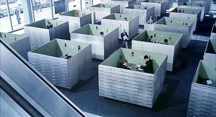 A still from Playtime (1967) by Jacques Tati