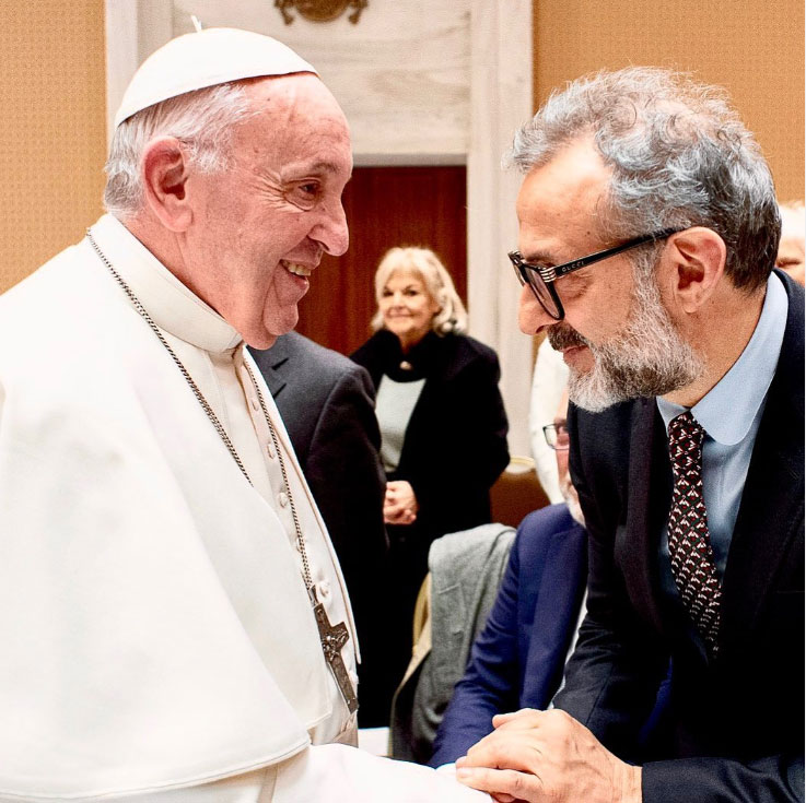 Pope Francis and Massimo Bottura. Image courtesy of Massimo Bottura's Instagram