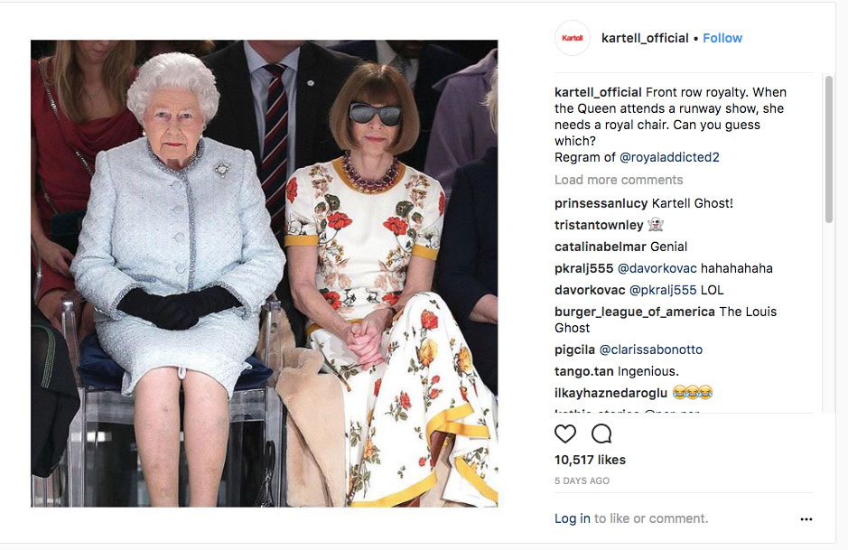 The Queen and Louis Ghost Chair at London Fashion Week