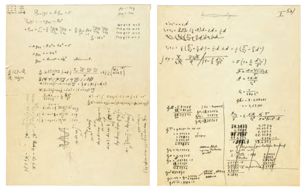 Albert Einstein (1879–1955) and Michele Besso (1873–1955), Einstein–Besso Manuscript, 1913, 54 (of 56) pages, quarto, ink and pencil on 37 sheets of foolscap and squared paper of various types, mostly 27.5 x 21 cm (10½ x 8½ in) Sale 25 November 1996, New York Estimate $250,000–350,000/
£150,000–210,000 Sold $398,500/£238,700 Equivalent today $580,900/£400,000 