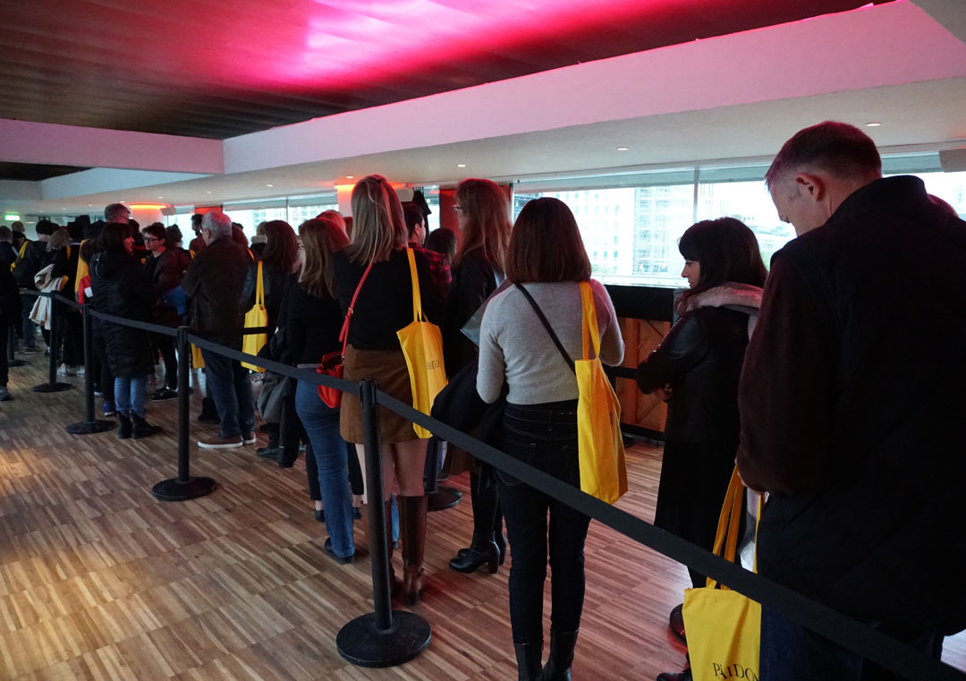 The queue at The Royal Festival Hall post talk book signing - Photo Bonnie Beadle