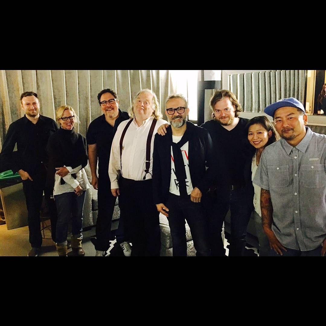  David Gelb, Jon Favreau, Jonathan Gold, Massimo Bottura, Magnus Nilsson and Roy Choi in Los Angeles. Image courtesy of Roy Choi's Instagram