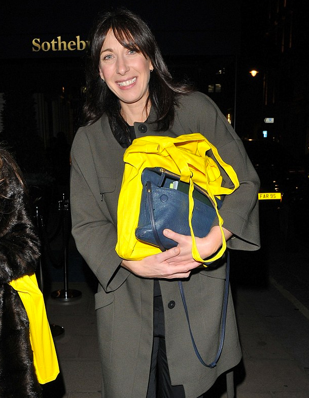 Samantha Cameron leaves Sotheby's with her copy of London Uprising