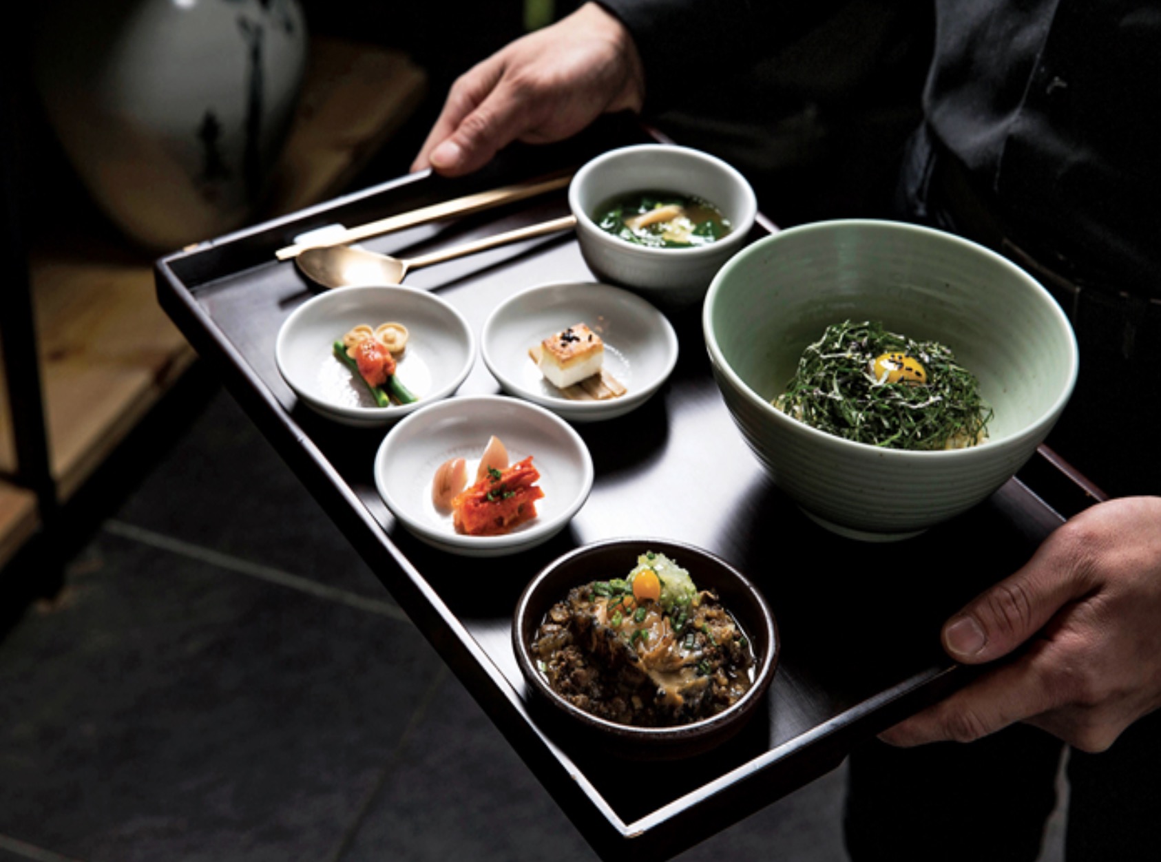 A tray of food at Mingles, Seoul - recommended by Where Chefs Eat