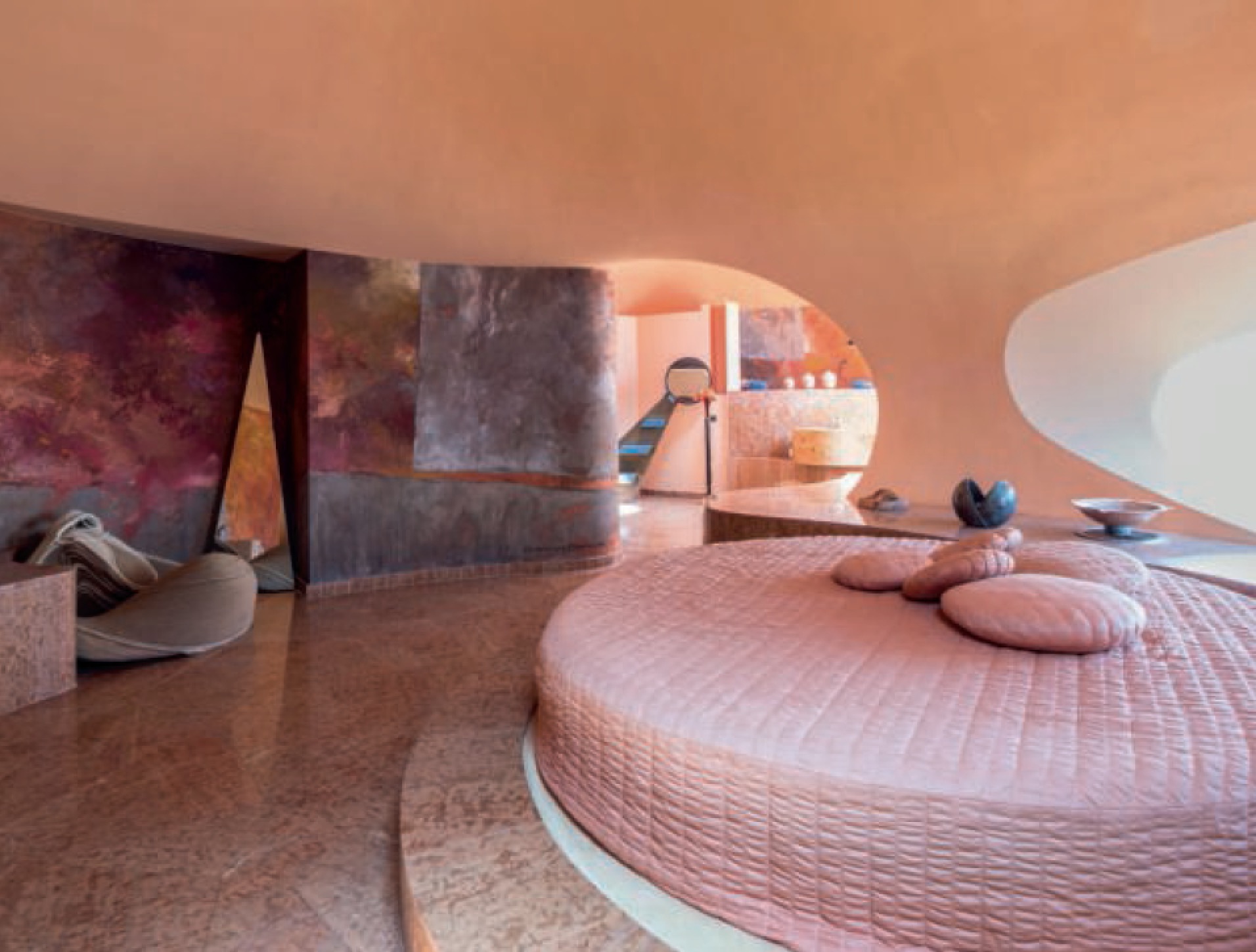 Palais Bulles Designers Antti Lovag & Pierre Cardin Bedroom, Cote d’Azur, France Completed 1992 - as featured in Interiors: The Greatest Rooms of the Century