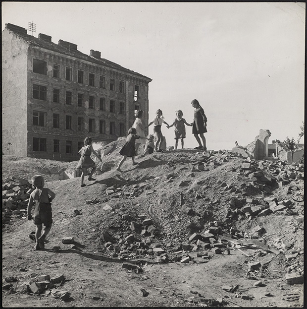 Children playing on a pile of rubble among the ruins, Vienna, Austria. From ‘Children of Europe’, 1948 © David Seymour/Magnum Photos
