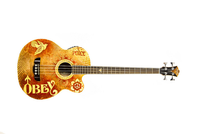 Shepard Fairey's guitar. Image courtesy of War Child USA